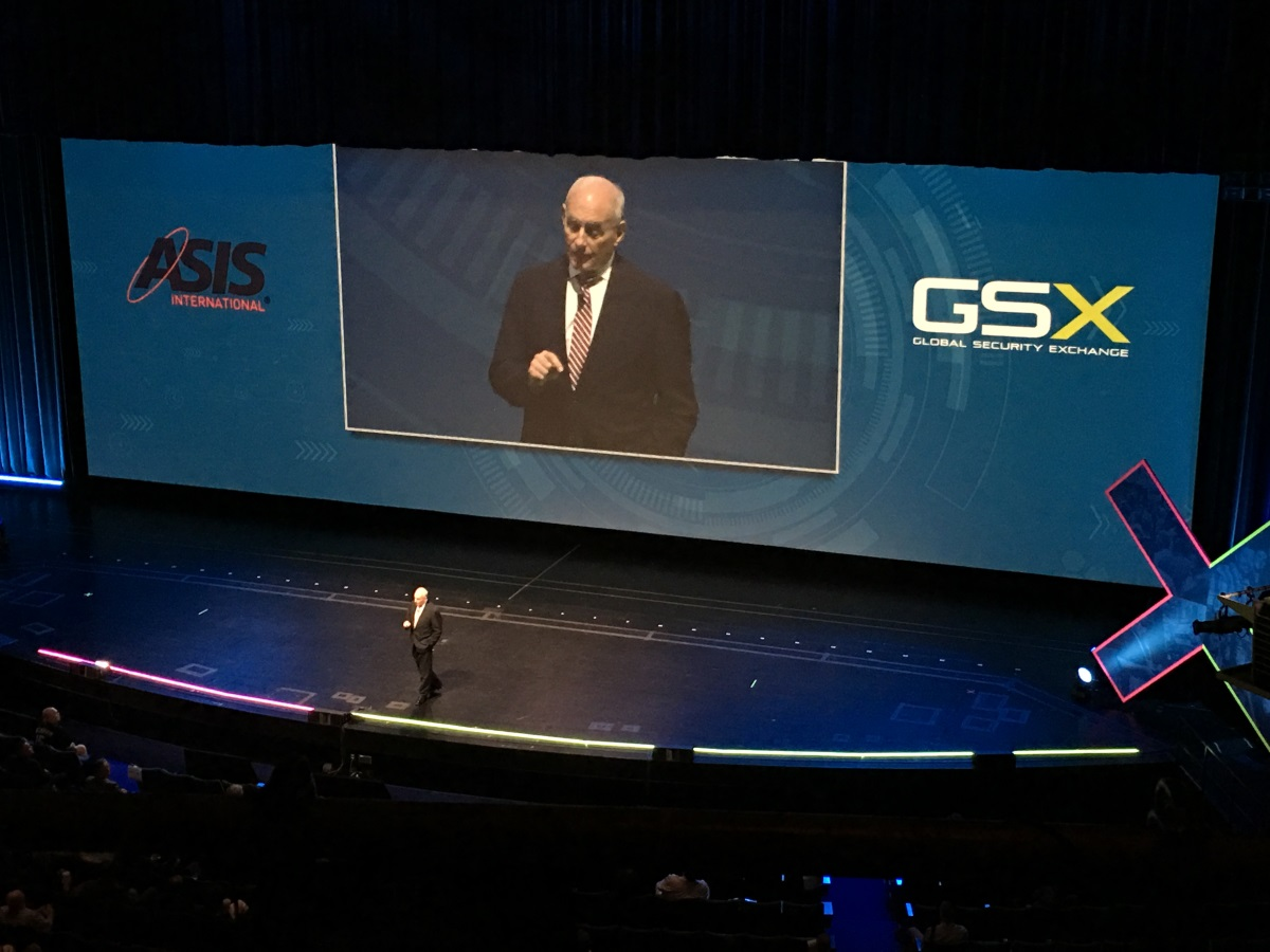 U.S. Marine Corp. Gen. John Kelly (Ret.), the former DHS secretary and White House chief of staff, address attendees at GSX 2019 in Chicago.