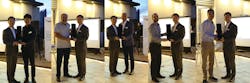 (Left to Right): IDIS presented its 2019 Business Partner of the Year Awards to Masakazu Kuroiwa, Corporate Officer for Business Development at Secure Inc, Alberto Bernabe, CEO of CCTV Center, Miroslav &Cacute;iri&cacute;, Project Sales Director at Alarm Automatika, Miguel Ruiz, Product Manager at EPCOM and Somvith Lee, Managing Director of JES CQTEC and pictured here with Y.D. Kim, CEO, IDIS.