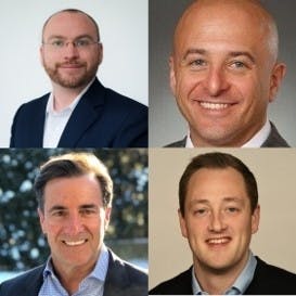 New STEALTHbits management hires, clockwise from top left: Gerrit Lansing, Field CTO; Ralph Martino, Vice President of Product Strategy-Data Access Governance (DAG); Adam Laub, Chief Marketing Officer; and Mike Vick, Vice President of Sales.