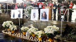 During the vigil Amazing Grace is played after a moment of silence to honor the victims. Students Demand Action, Moms Demand Action, Hudson Partnership CMO, and Jersey City Anti-Violence Coalition host a candlelight vigil outside Jersey City City Hall Annex to honor and remember the victims of the recent mass shooting. Friday, December 13, 2019. During the vigil Amazing Grace is played after a moment of silence to honor the victims. Students Demand Action, Moms Demand Action, Hudson Partnership CMO, and Jersey City Anti-Violence Coalition host a candlelight vigil outside Jersey City City Hall Annex to honor and remember the victims of the recent mass shooting. Friday, December 13, 2019.