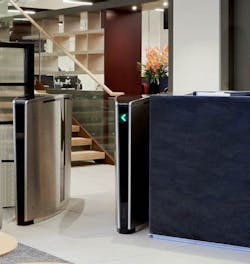 A revived office building in London, 40 Lime Street, has installed an all-glass Crystal TQ revolving door from Boon Edam at the main entrance, in addition to two sets of the company's Speedlane Slide optical turnstiles for increased lobby security. A revived office building in London, 40 Lime Street, has installed an all-glass Crystal TQ revolving door from Boon Edam at the main entrance, in addition to two sets of the company's Speedlane Slide optical turnstiles for increased lobby security.