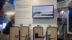 In the Z-Wave Pavilion, Salto Systems launched its first products for the North American residential access control market with the Danalock products (the two locks on the left).