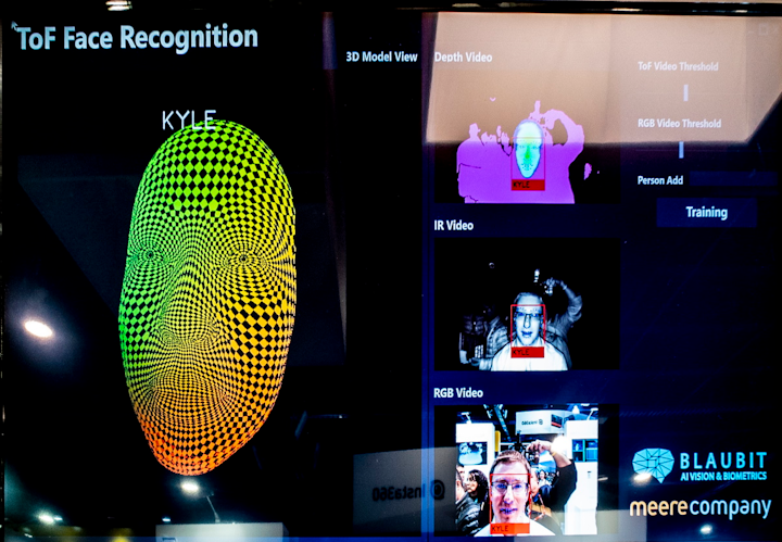 The Meere Company demonstrated a wide range of ToF video surveillance cameras at CES 2020 performing functions like short-range object recognition and facial recognition as far as 14 meters away.