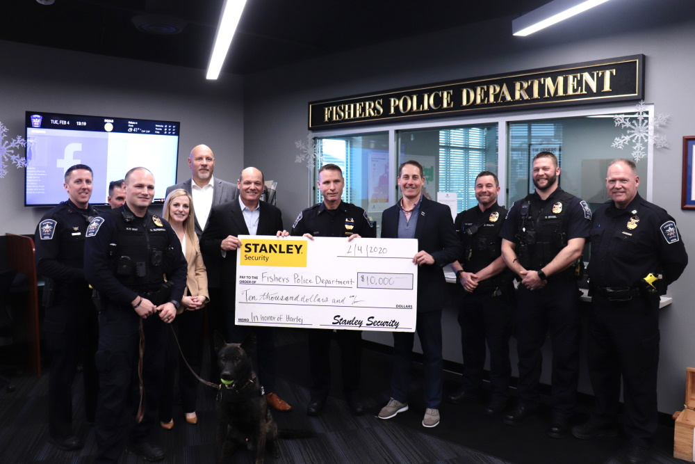 On Tuesday, February 4th, STANLEY Security presented the Fishers Police Department with a donation of $10,000. With the death of K-9 Harlej&rsquo;s death in November 2019, STANLEY wanted to support the Fishers PD in honor of the fallen police dog.