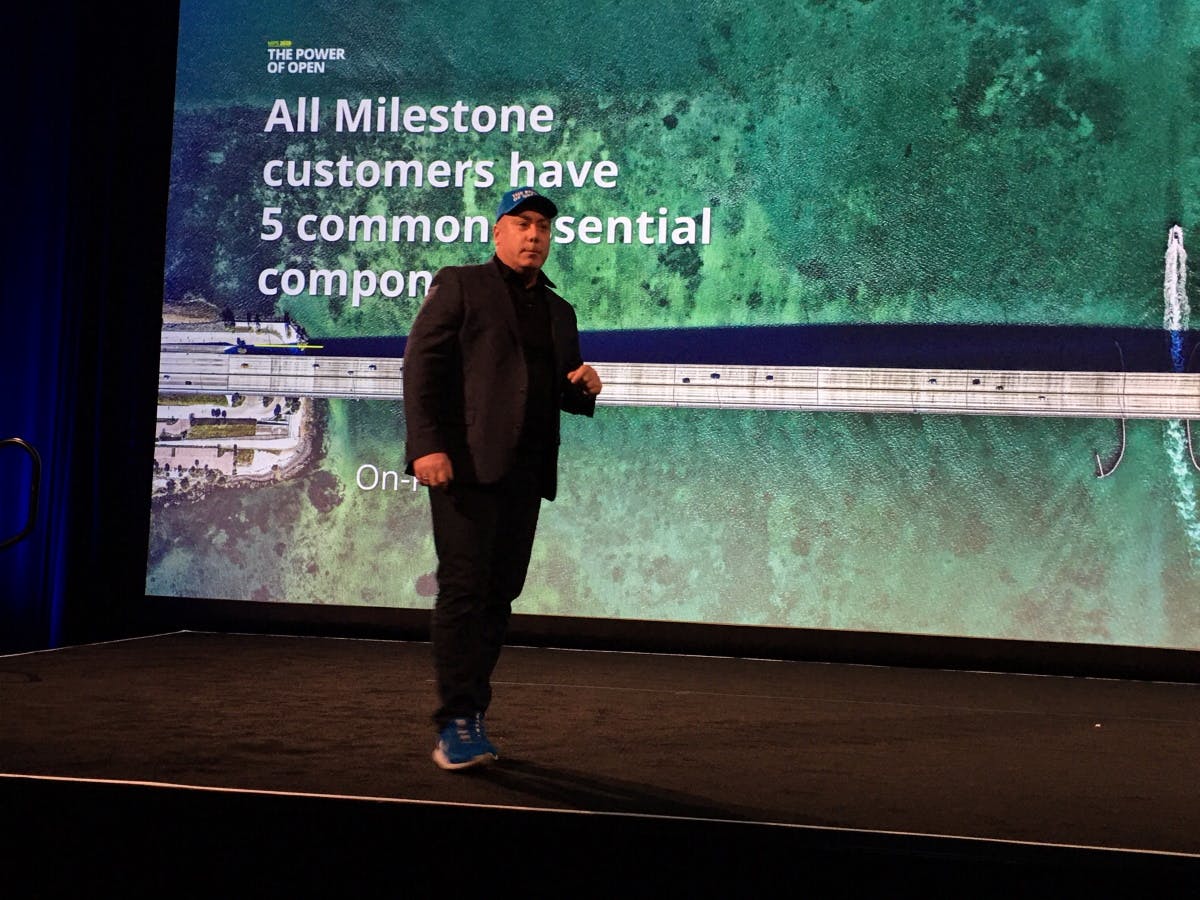 Keven Marier, Director of Technology Business Development at Milestone Systems, delivers a keynote address at MIPS 2020.