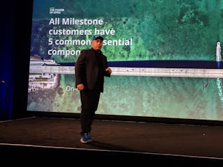 Keven Marier, Director of Technology Business Development at Milestone Systems, delivers a keynote address at MIPS 2020.