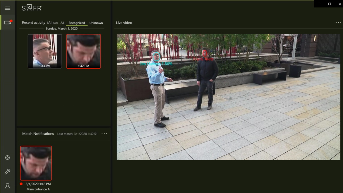 SAFR's facial recognition system in action.