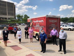 From left to right: Nancy M. Tinsley, RN, MBA, FACHE, President, Advocate Good Samaritan Hospital; Beth Tarnoff, Vice President, Marketing & Communications, ADT Commercial; Susan Okuno-Jones, DNP, MSN, MA, FACHE, NEA-BC, RNC, RN-BC: Vice President / Chief Nursing Officer, Advocate Good Samaritan Hospital; Dan Bresingham: Executive Vice President, ADT Commercial; Rae Salus PT, DPT, Vice President Operations and Service Lines, Administration, Advocate Good Samaritan Hospital; Torrence Tate, Enterprise Installation Foreman, ADT Commercial; Stefan Yost, General Manager, Illinois District, ADT Commercial; Ernest Valladares, Jr., Public Safety Manager, Advocate Good Samaritan Hospital; and Norbert Bruns, Food Service Manager, Advocate Good Samaritan Hospital. From left to right: Nancy M. Tinsley, RN, MBA, FACHE, President, Advocate Good Samaritan Hospital; Beth Tarnoff, Vice President, Marketing & Communications, ADT Commercial; Susan Okuno-Jones, DNP, MSN, MA, FACHE, NEA-BC, RNC, RN-BC: Vice President / Chief Nursing Officer, Advocate Good Samaritan Hospital; Dan Bresingham: Executive Vice President, ADT Commercial; Rae Salus PT, DPT, Vice President Operations and Service Lines, Administration, Advocate Good Samaritan Hospital; Torrence Tate, Enterprise Installation Foreman, ADT Commercial; Stefan Yost, General Manager, Illinois District, ADT Commercial; Ernest Valladares, Jr., Public Safety Manager, Advocate Good Samaritan Hospital; and Norbert Bruns, Food Service Manager, Advocate Good Samaritan Hospital.