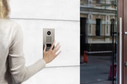 Doorbird has eliminated the pushbutton from this model of its video intercoms. Doorbird has eliminated the pushbutton from this model of its video intercoms.