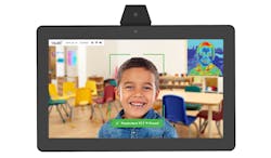 The TAURI Temperature Check Tablet is a normal-looking tablet with a temperature screening device mounted on top. The TAURI Temperature Check Tablet is a normal-looking tablet with a temperature screening device mounted on top.