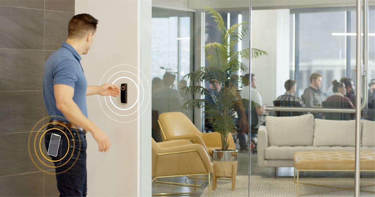 Prodatakey's Touch io system includes an app that detects a mobile credential nearby.