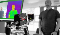 The VIRALERT 3 automatic screening system scans from a distance that complies with social distancing. The VIRALERT 3 automatic screening system scans from a distance that complies with social distancing.