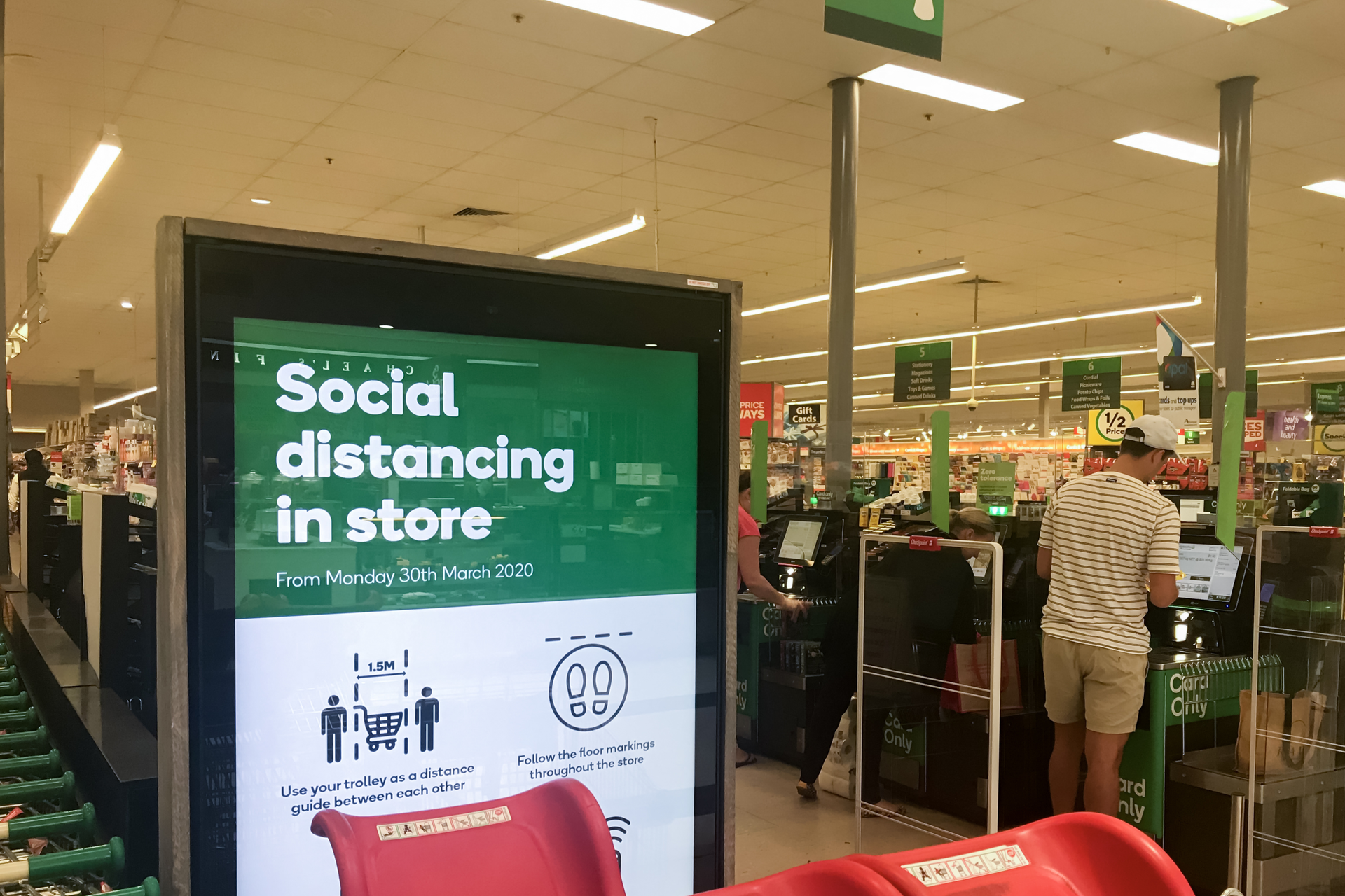 To reinforce social distancing in checkout lines, some retailers are integrating IP speaker systems with surveillance cameras and crossline detection analytics.