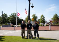 From left-to-right: Capt. Jeff Barrett, Executive Officer for the Richmond County Marshal's Office, Brett Cooke, Senior Project Manager at A3 Communications, and Lt. Steven Douglas of the Richmond County Marshal's Office security division, stand outside the Augusta-Richmond County Judicial Center. From left-to-right: Capt. Jeff Barrett, Executive Officer for the Richmond County Marshal's Office, Brett Cooke, Senior Project Manager at A3 Communications, and Lt. Steven Douglas of the Richmond County Marshal's Office security division, stand outside the Augusta-Richmond County Judicial Center.
