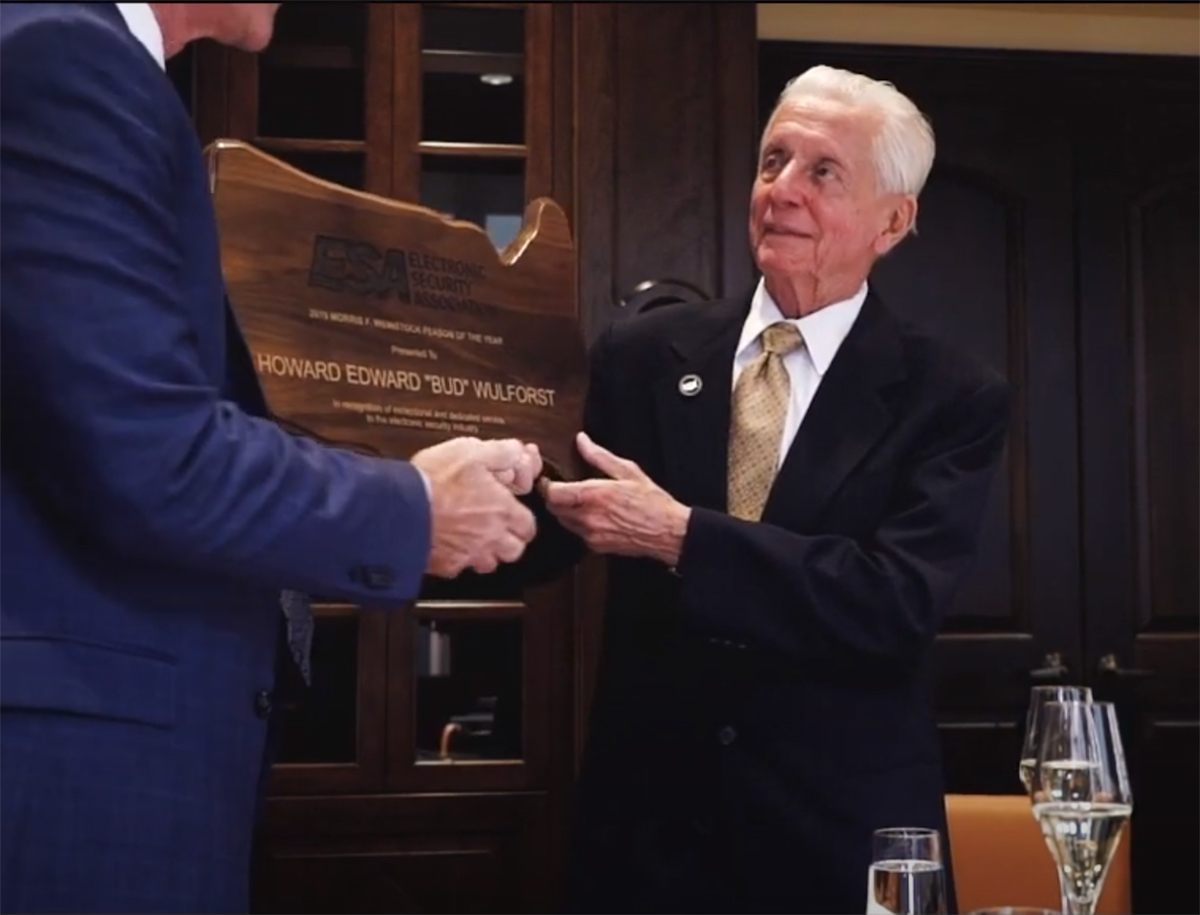 Longtime security business owner and former CSAA President Howard 'Bud' Wulforst was honored with ESA's Morris F. Weinstock Person of the Year Award at the ESA Leadership Summit on Wednesday.