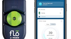 Flo by Moen Smart Water Shutoff — a leak detection and water monitoring device that's installed on the water lines going into the home and can automatically turn off the water to the home if a leak or risk are detected. Flo by Moen Smart Water Shutoff — a leak detection and water monitoring device that's installed on the water lines going into the home and can automatically turn off the water to the home if a leak or risk are detected.