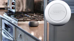 SAAM's revolutionary smoke detectors are available in ceiling-mount (pictured in white), as well as countertop versions (pictured in black).