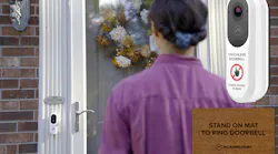 The new Alarm.com video doorbell unveiled at CES uses video analytics to detect a person and notify a homeowner.