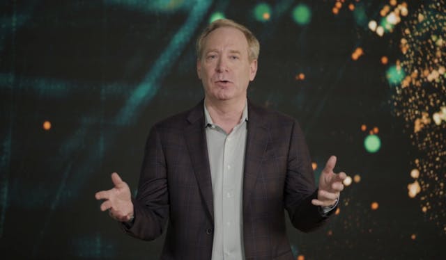 Microsoft President Brad Smith delivers a keynote address during CES 2021.