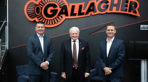 From l-r: Steve Tucker, Executive Chair; Gallagher; Sir William Gallagher, President of Gallagher Holdings; and Kahl Betham, CEO Gallagher Group.
