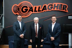 From l-r: Steve Tucker, Executive Chair; Gallagher; Sir William Gallagher, President of Gallagher Holdings; and Kahl Betham, CEO Gallagher Group.