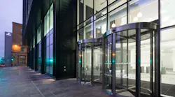 Bothwell Exchange, a new construction commercial space in Glasgow, Scotland, has installed an array of Speedlane Slide optical turnstiles and two TQA automatic revolving doors from Boon Edam.
