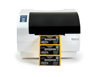 Catalyst allows fast and easy production of highly durable, synthetic labels for a wide range of rough-service applications. Labels produced with lasers, including Catalyst, are typically used to replace metal plates or far less durable labels produced by resin thermal transfer printers on polyester substrates.