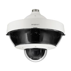 The Wisenet PNM-9322VQP Multi-Directional plus PTZ Camera. The Wisenet PNM-9322VQP Multi-Directional plus PTZ Camera.