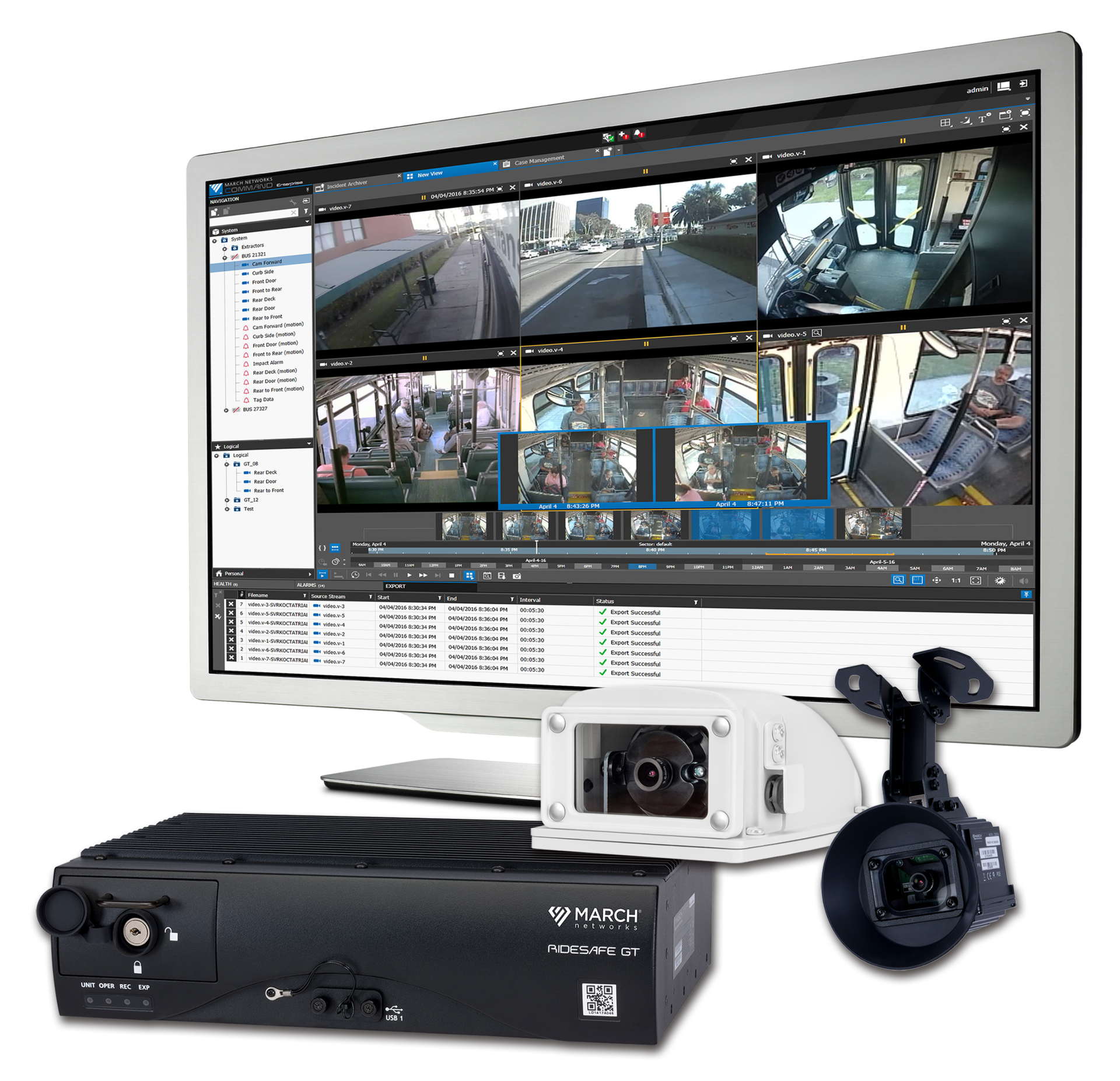 RideSafe enables transit operators to maintain the highest security for passengers and employees, respond quickly to emergency situations, and resolve liability claims faster with integrated surveillance video and vehicle metadata.