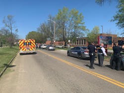 The scene at Austin-East Magnet High School in Tennessee, as seen in a photo posted on Twitter by the Knoxville Police Department on Monday, April 12, 2021. The scene at Austin-East Magnet High School in Tennessee, as seen in a photo posted on Twitter by the Knoxville Police Department on Monday, April 12, 2021.