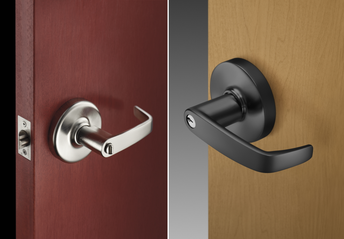 From left to right: The Corbin Russwin CLX3300 Series and SARGENT 10X Line of bored locks.