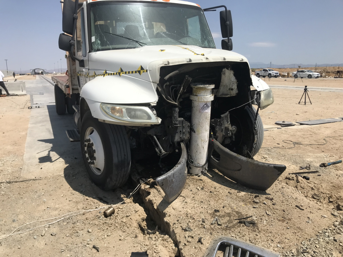 Delta Scientific's DSC633 bollard stopped and destroyed a simulated bomb truck during a recent test.