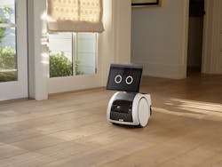 The Astro autonomous robot patrols a home on the griound and can respond to any security incident with video recording.