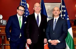 Evan Bernstein (CSS) and Jonathan Greenblatt (ADL) with former NYPD commissioner James O’Neill. Evan Bernstein (CSS) and Jonathan Greenblatt (ADL) with former NYPD commissioner James O’Neill.