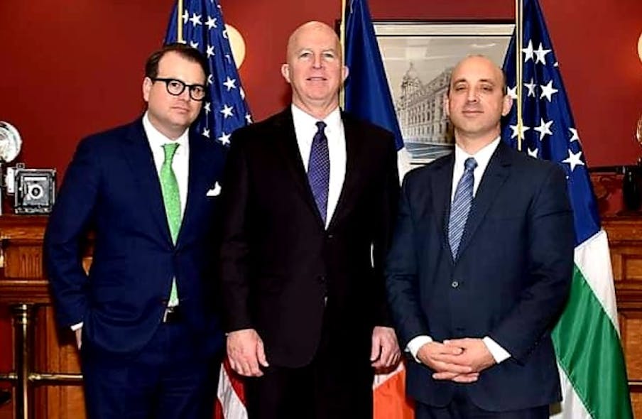 Evan Bernstein (CSS) and Jonathan Greenblatt (ADL) with former NYPD commissioner James O&rsquo;Neill.