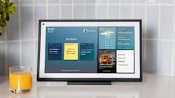 The Echo Show 15 includes a 15.6-inch, 1080p Full HD display and can be mounted on a wall or placed on a counter. The Echo Show 15 includes a 15.6-inch, 1080p Full HD display and can be mounted on a wall or placed on a counter.