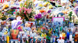 A memorial dedicated to the victims of the Las Vegas shooting on the Las Vegas Strip near the Mandalay Bay resort.