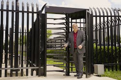 In the last several years, the Jack Evans Police Headquarters building (named after the 53rd mayor of Dallas) has been upgrading its physical security using a layered approach to ensure the safety of officers and visitors 24/7. The most recent addition is a brand-new fence line fortified with vehicle gates and Boon Edam Turnlock full height turnstiles to control pedestrian access into secured parking areas. In the last several years, the Jack Evans Police Headquarters building (named after the 53rd mayor of Dallas) has been upgrading its physical security using a layered approach to ensure the safety of officers and visitors 24/7. The most recent addition is a brand-new fence line fortified with vehicle gates and Boon Edam Turnlock full height turnstiles to control pedestrian access into secured parking areas.