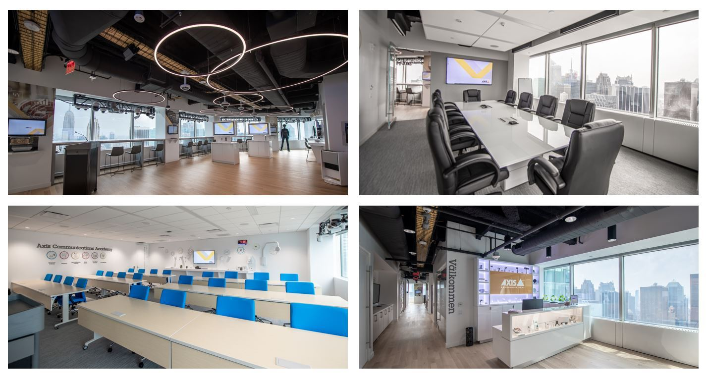 The Axis Experience Center in New York is located in Midtown Manhattan at Tower 49, 12 East 49th Street, New York, NY 10017 and it features Axis Communications' latest network solutions for security and business operations as well as modern conference rooms and a state-of-the-art training center.