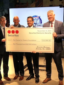 Securitas Electronic Security Inc. (SES) donated $10,000 to the Tunnel to Towers (T2T) Foundation. Securitas Electronic Security Inc. (SES) donated $10,000 to the Tunnel to Towers (T2T) Foundation.
