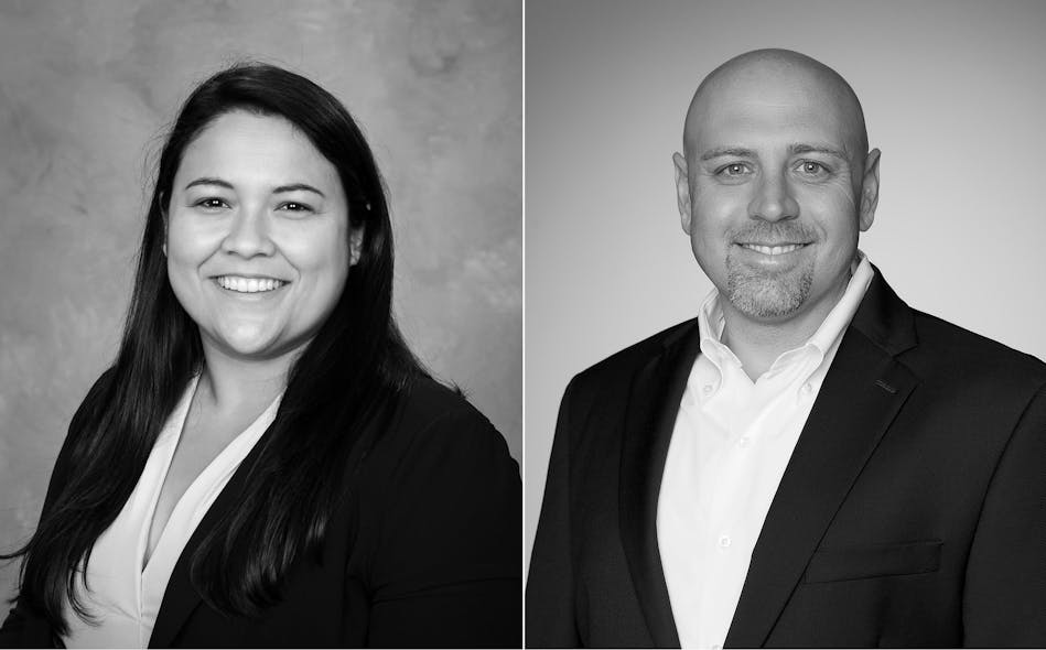 From left-to-right: Sage Integration has hired Caroline Santiago as a senior account executive and Jonathan Smithwick as business development manager.