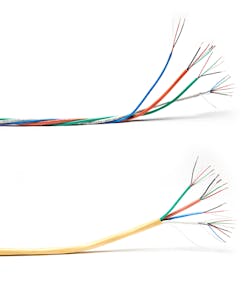Some bundled access control cables can use special twisting (top) to prevent the components from separating during pulls; others can include an outer jacket to contain the inner cable components (bottom). Some bundled access control cables can use special twisting (top) to prevent the components from separating during pulls; others can include an outer jacket to contain the inner cable components (bottom).