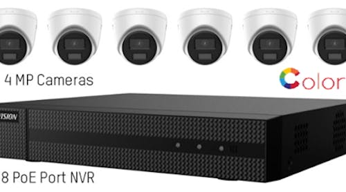 The new Hikvision Value Express Kit includes six 2.8mm ColorVu IP Turret PoE cameras with advanced imaging technologies to deliver vivid color images even in dim lighting conditions. The kit also includes a compatible PoE NVR with a pre-installed 2 TB HDD for 24/7 high-definition video recording.