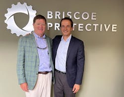 Pye-Barker CEO Bart Proctor (left, with Briscoe Protective CEO Alexander Schuil) called Briscoe Protective 'a respected name in security and fire protection for its lengthy industry experience and reputation for high-quality customer service.' Pye-Barker CEO Bart Proctor (left, with Briscoe Protective CEO Alexander Schuil) called Briscoe Protective 'a respected name in security and fire protection for its lengthy industry experience and reputation for high-quality customer service.'