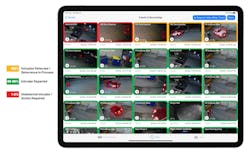 The interface used in remote video monitoring focuses attention on urgent matters &ndash; using red, yellow and green outlines to indicate intrusion status and moving critical events to the top of operator screen.