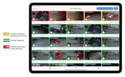 The interface used in remote video monitoring focuses attention on urgent matters – using red, yellow and green outlines to indicate intrusion status and moving critical events to the top of operator screen. The interface used in remote video monitoring focuses attention on urgent matters – using red, yellow and green outlines to indicate intrusion status and moving critical events to the top of operator screen.