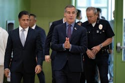 LAUSD Superintendent Alberto Carvalho (left) and Mayor Eric Garcetti walk in at the start of a Sept. 6, 2022, press conference about a cyberattack on the school district. LAUSD Superintendent Alberto Carvalho (left) and Mayor Eric Garcetti walk in at the start of a Sept. 6, 2022, press conference about a cyberattack on the school district.