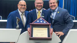 John Loud, right, with Kirk MacDowell and outgoing ESA Chairman Jamie Vos during the ESA Board Meeting at ESX.