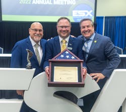 John Loud, right, with Kirk MacDowell and outgoing ESA Chairman Jamie Vos during the ESA Board Meeting at ESX. John Loud, right, with Kirk MacDowell and outgoing ESA Chairman Jamie Vos during the ESA Board Meeting at ESX.