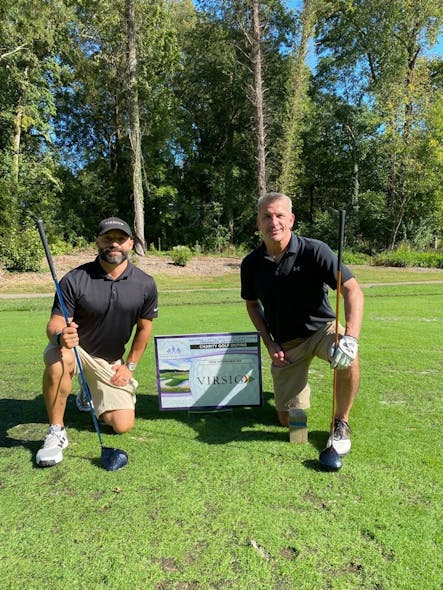 VIRSIG CEO Brian Valenza and VP Dan Kime at a charity golf outing to benefit people with traumatic brain injury.